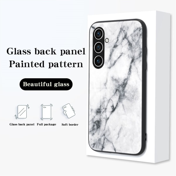 SKALO Samsung S25 Marmor Härdat Glas TPU Skal - Motiv 4 multifärg