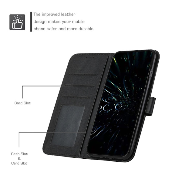 SKALO iPhone 15 Pro Embossed Triangle Plånboksfodral - Svart Svart