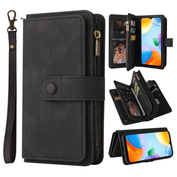 SKALO Xiaomi Redmi 10C Big Wallet 17-RUM Pungetui - Sort Black