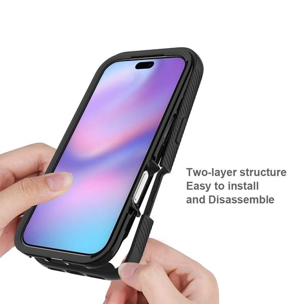 SKALO Shockproof Clear Hybrid Cover til iPhone 18 Pro - Sort Black