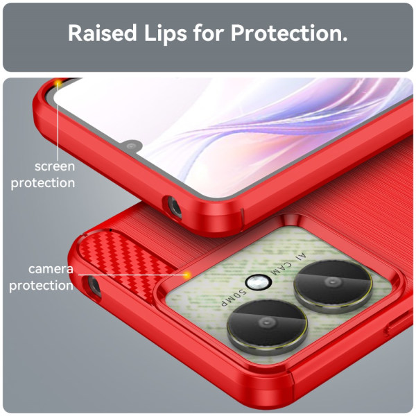 SKALO Xiaomi Redmi 13C 4G Armor Carbon Stöttåligt TPU-skal - Fle Röd