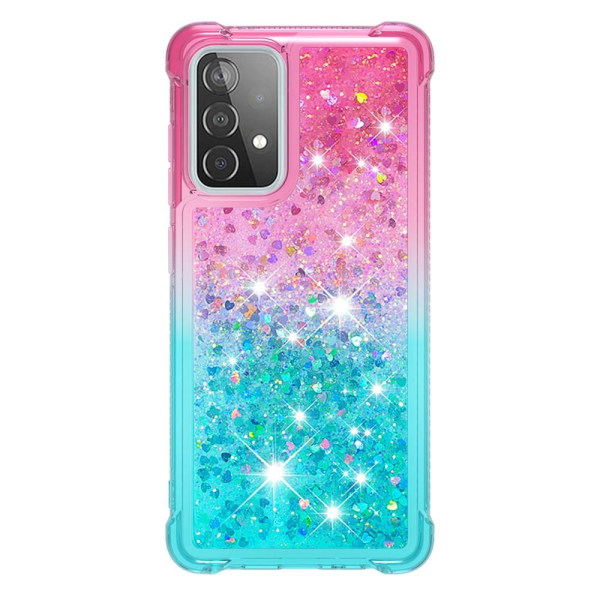 SHELL Samsung A52/A52s Quicksand Glitter Hearts TPU Taske - Pink Multicolor