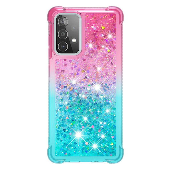 SKALO Samsung A52/A52s Kvicksand Glitter Hjärtan TPU-skal - Rosa-Turkos multifärg