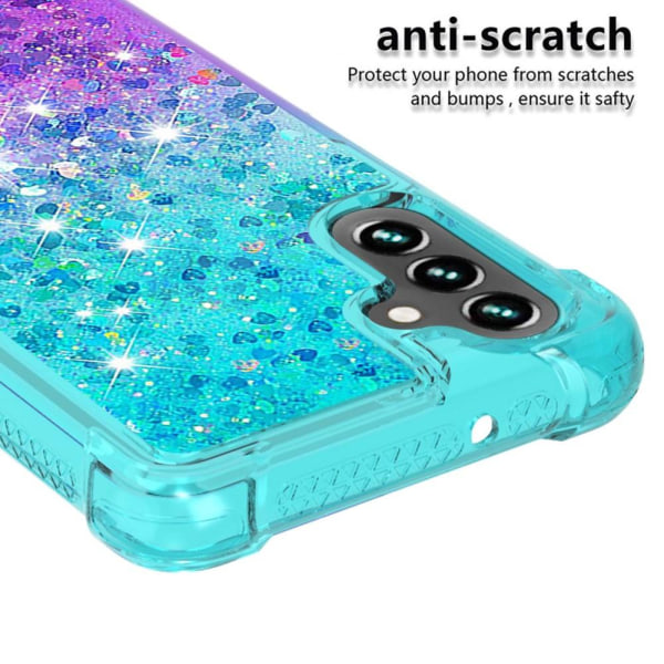 SKALO Samsung A04s 4G Kvicksand Glitter Hjärtan TPU-skal - Turkos-Lila multifärg