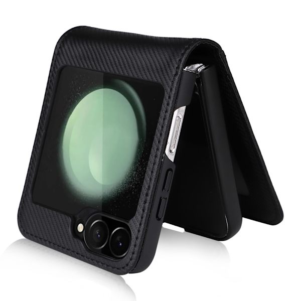 Samsung Z Flip6 SKALO PU-skal i læder med pung Sort Black