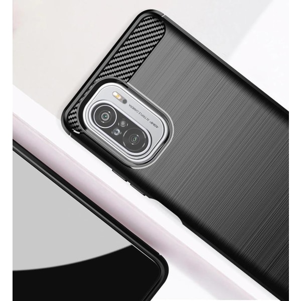 SKALO Xiaomi Poco F3 Armor Carbon Stöttåligt TPU-skal - Fler fär Röd