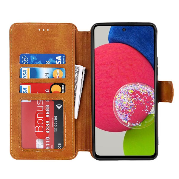 SKALO Samsung A53 5G Premium Cut Lompakkokotelo - Vaaleanruskea Light brown