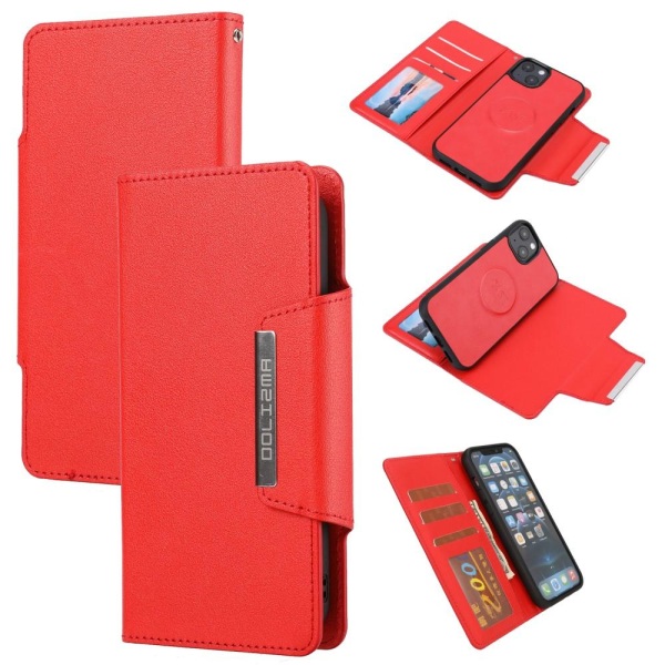 SKALO iPhone 13 DOLIZMA 2 i 1 Magnet Pung Etui - Rød Red