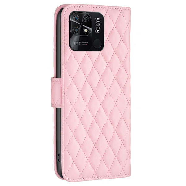 SKALO Xiaomi Redmi 10C BINFEN COLOR Quiltat Plånbok - Rosa Rosa