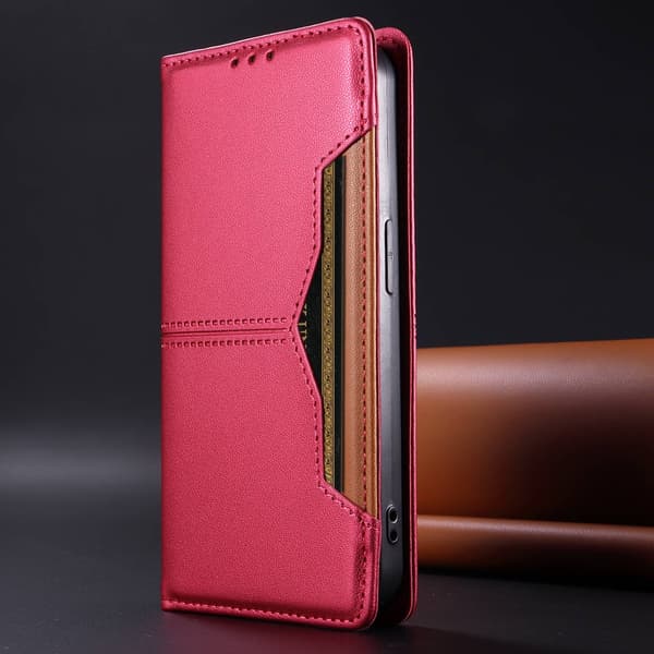 SKALO PU-Läder Plånboksfodral för iPhone 18 Pro - Cerise Cerise