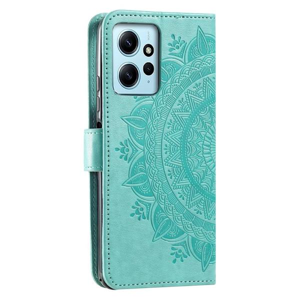 SKALO Xiaomi Redmi Note 12 4G Mandala lompakkokotelo - Turkoosi Turquoise