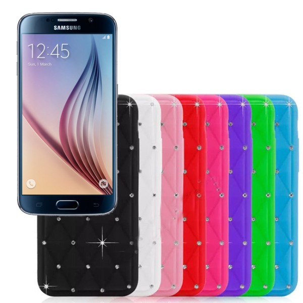 Blødt silikonetui med diamanter Samsung S6 - flere farver Red