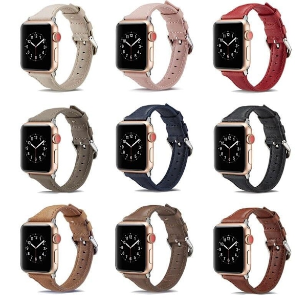 SKALO Smalt Læderarmbånd Apple Watch SE 44mm - Vælg farve Grey