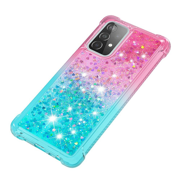 SHELL Samsung A52/A52s Quicksand Glitter Hearts TPU Taske - Pink Multicolor