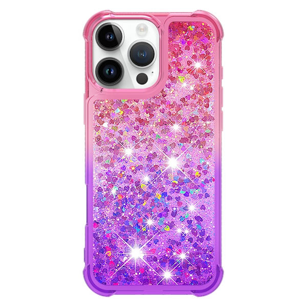 SKALO iPhone 16 Pro Max Kvicksand Glitter Hjärtan TPU-skal - Rosa-Lila multifärg