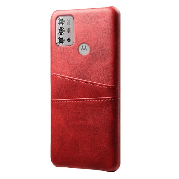 SKALO Moto G20/G30 PU-Läder Korthållare Skal - Röd Red
