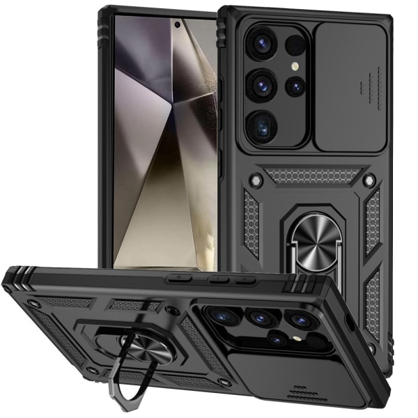 SKALO Samsung S24 Ultra Armor Hybrid Metallring Kameraslider - S Svart