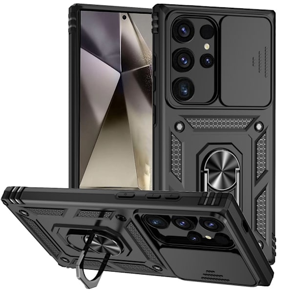 SKALO Samsung S24 Ultra Armor Hybrid Metallring Kameraslider - Svart Svart