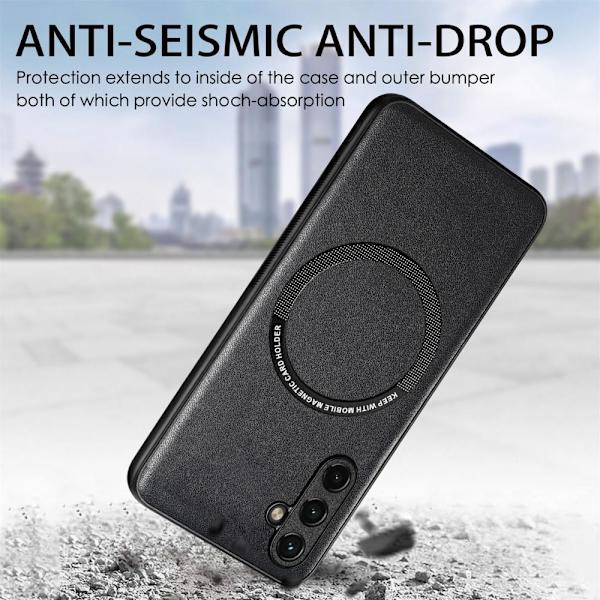 SKALO Samsung A14 4G/5G PU-Läder Hybrid Magnetring Skal - Blå Blå