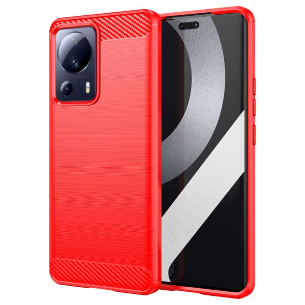 SKALO Xiaomi 13 Lite Armor Carbon Iskunkestävä TPU suojakuori - Red