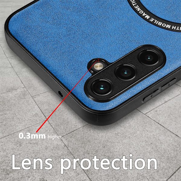 SKALO Samsung A14 4G/5G PU læder hybrid magnetisk ring Cover - Blå Blue
