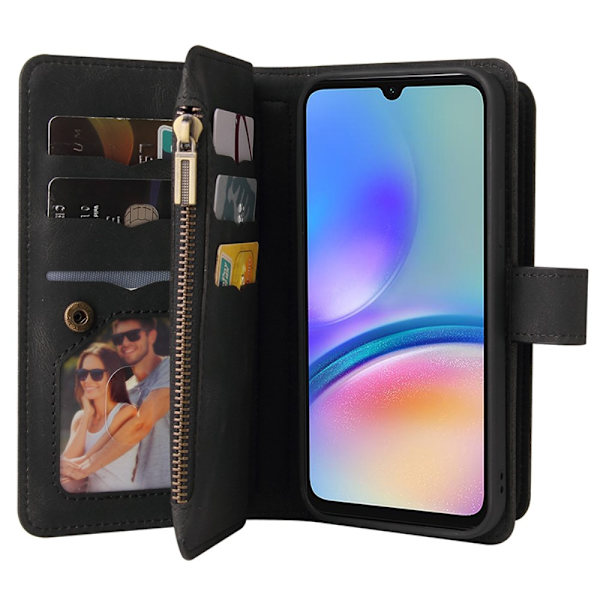 SKALO Samsung A05s 4G Big Wallet 17-lokeroa Lompakkokotelo - Musta Black