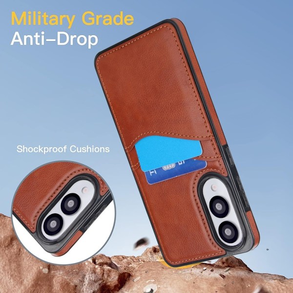 SKALO Samsung S25 Edge PU-Nahkainen Korttikotelo Suojakuori - Ruskea Brown