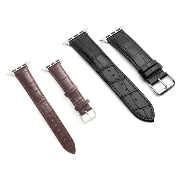 SKALO Læderarmbånd med krokodillemønster Apple Watch 42/44/45/49 Brown