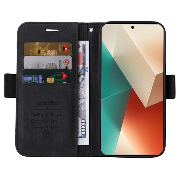 SKALO Xiaomi Redmi Note 13 5G BETOPNICE 001 Plånboksfodral i PU-Läder - Svart Svart