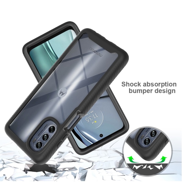 SKALO Motorola Moto G62 5G Iskunkestävä Clear Hybridi Suojakuori Black