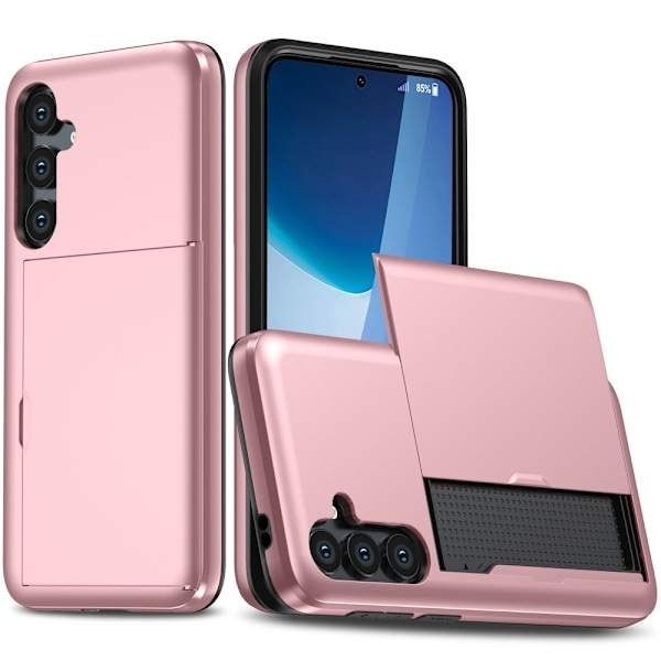 SKALO Samsung A56 5G Armor Kortholder Cover - Rosa guld Pink gold