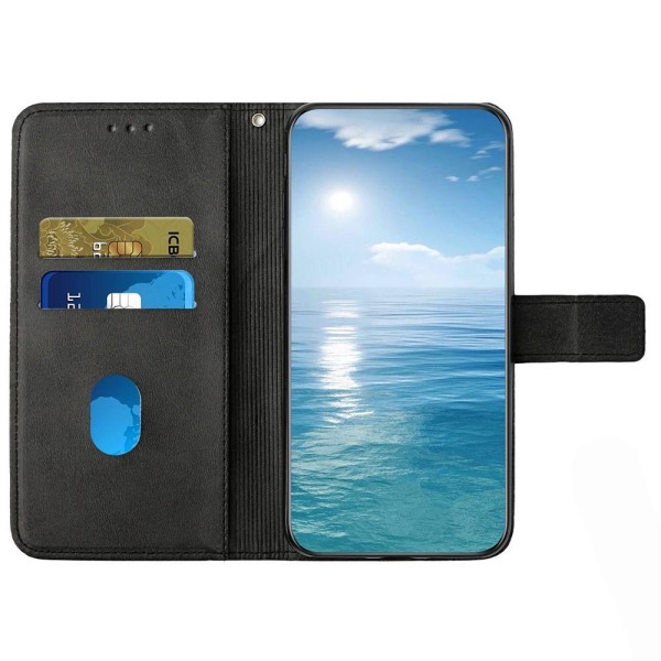 SKALO Xiaomi Redmi Note 12 4G Kohokuvioitu PU Nahka Lompakkokotelo - Musta Black