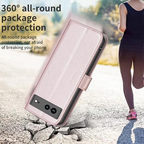 Google Pixel 7a BINFEN COLOR Kohokuvioitu Lompakkokotelo - Ruusukulta Pink gold