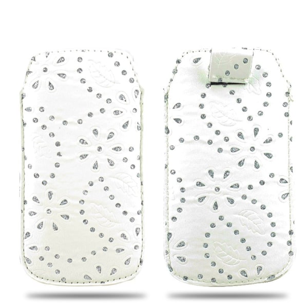 Glitter Pull tab / Læderlomme Samsung S5 - flere farver White
