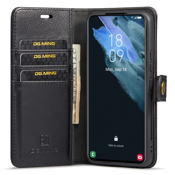 DG MING Samsung S24+ 2-in-1 magneetti lompakkokotelo - Musta Black