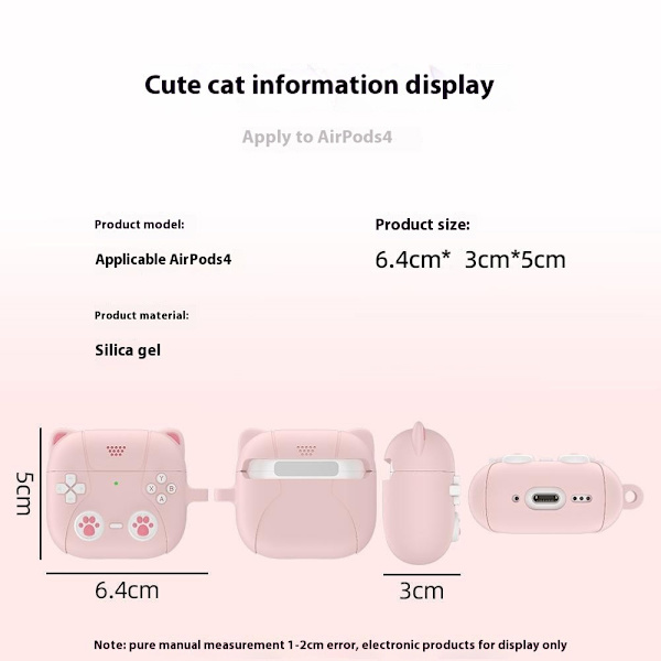 SKALO AirPods 4 Cute Cat Controller Fodral - Svart Svart