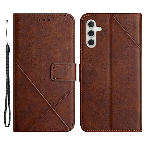 SKALO Samsung A34 5G Kohokuvioitu PU Nahka Lompakkokotelo - Tummanruskea Dark brown