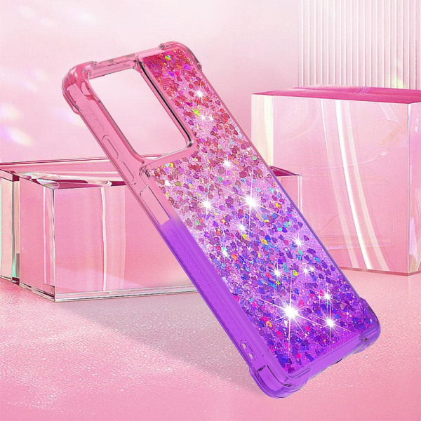 SKALO Xiaomi Redmi Note 12 Pro 5G Kvicksand Glitter Hjärtan TPU-skal - Rosa-Lila multifärg