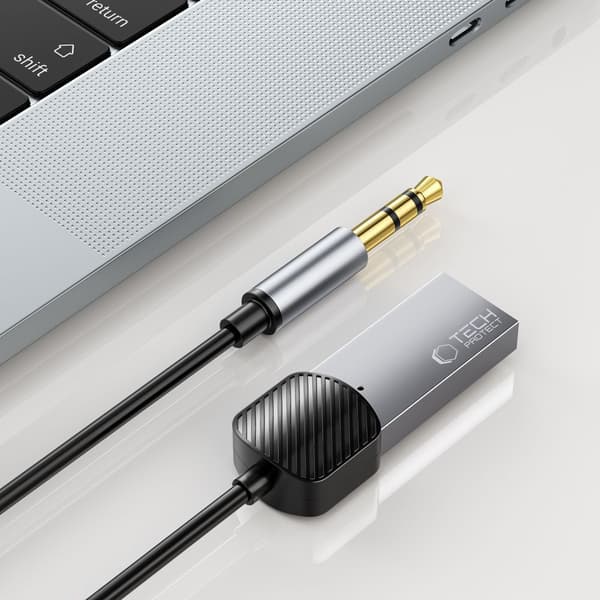 Tech-Protect Ultraboost Bluetooth AUX-adapterkabel 3.5mm 1m - Grå Grey