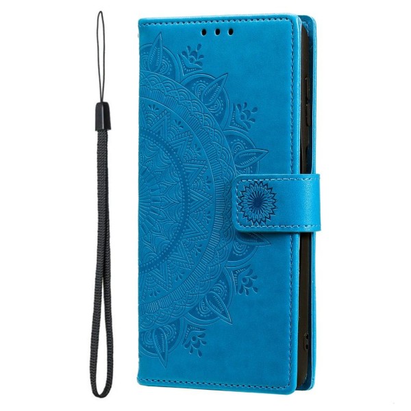 SKALO Samsung S22 Ultra Mandala Plånboksfodral - Blå Blå