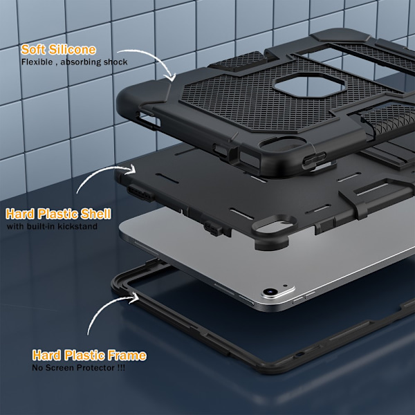 SKALO iPad 10.9 (2022) Extra Stöttåligt Armor Shockproof Skal - Svart Svart