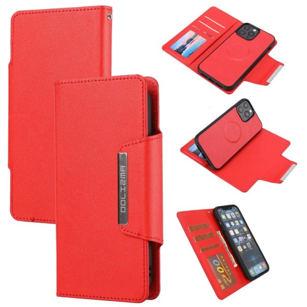 SKALO iPhone 13 Pro DOLIZMA 2 in 1 Magnet Wallet Case - punainen Red