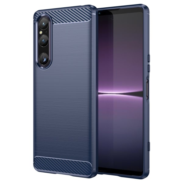 SKALO Sony Xperia 1 V Armor Carbon Stöttåligt TPU-skal - Fler fä Blå