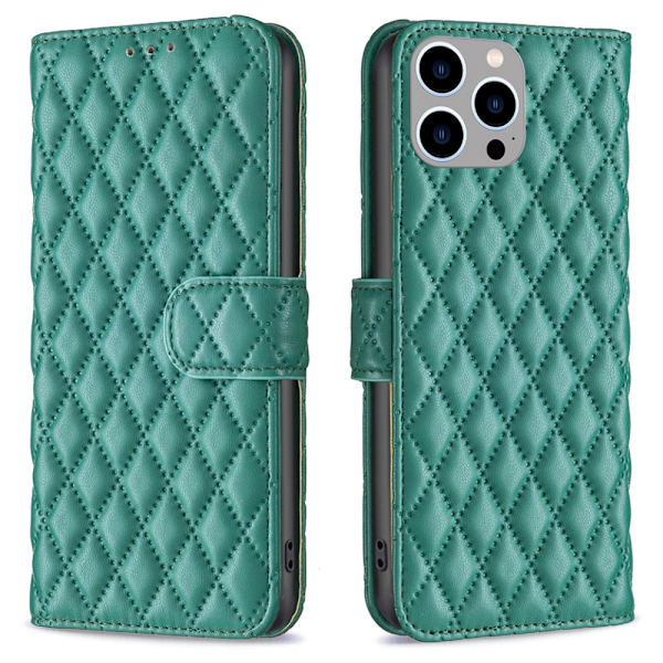 SKALO iPhone 15 Pro BINFEN COLOR Quiltet Pung - Grøn Green