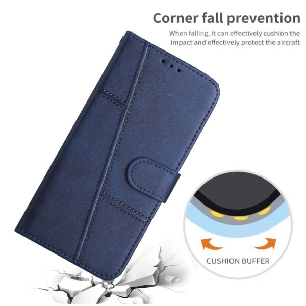 SKALO iPhone 15 Pro Embossed Triangle Plånboksfodral - Blå Blå