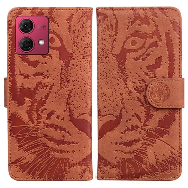 SKALO Motorola Moto G84 5G Kohokuvioitu tiikerilompakko - Ruskea Brown