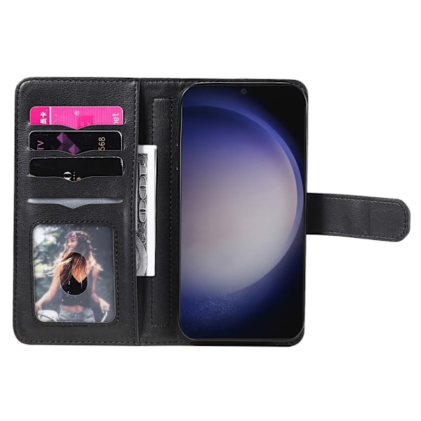 SKALO Samsung S25+ KT 10-Lokeroa Lompakkokotelo - Musta Black
