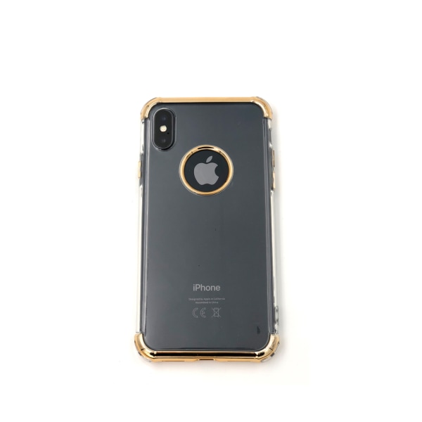 Ekstra slidstærkt design silikoneskal | farvede kanter iPhone X / XS - f Gold
