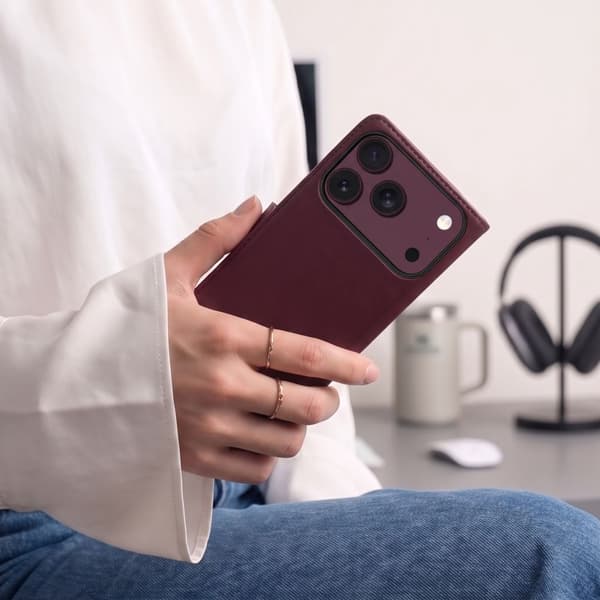 Tech-Protect 2i1 Wallet MagSafe Pungetui/Cover til iPhone 18 Pro Max - Mulberry Wine red