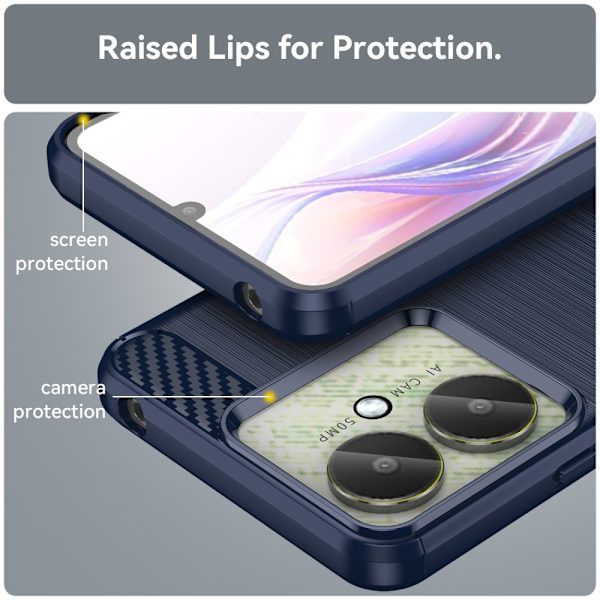 SKALO Xiaomi Redmi 13C 4G Armor Carbon Iskunkestävä TPU suojakuori - Valitse väri Blue